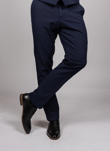 Bromley - Navy Check Trousers