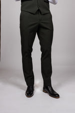 Bromley - Olive Green Check Trousers