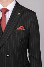 Rocco - Black Pinstripe Double Breasted Blazer