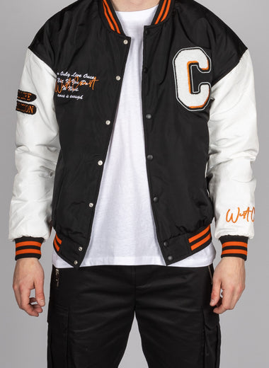 West Coast Varsity Bomber Jacket in Black