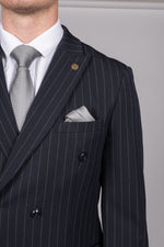 Rocco - Navy Pinstripe Double Breasted Blazer