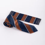 Striped Tie & Pocket Square Set in Blue and Brown