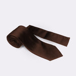 Plain Tie & Pocket Square Set in Brown