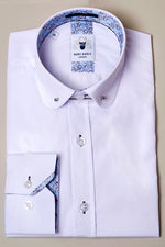 Benson - White Penny Collar Shirt With Collar Bar