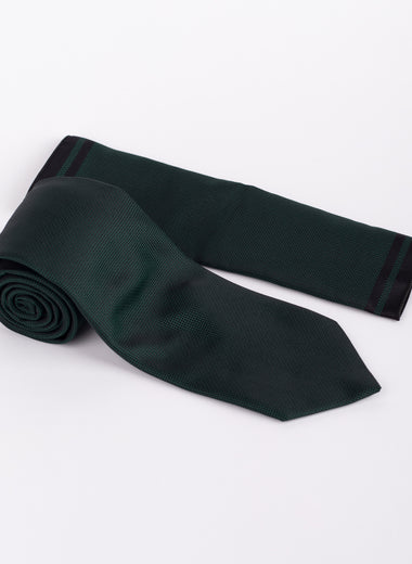 Textured Tie & Pocket Square Set in Dark Green