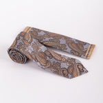 Paisley Tie & Pocket Square Set in Gold Grey