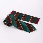 Striped Tie & Pocket Square Set in Green and Brown