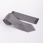 Textured Tie & Pocket Square Set in Grey