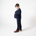 Edinson - Childrens Navy Wine Check Three Piece Suit