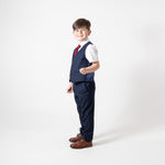 Edinson - Childrens Navy Wine Check Three Piece Suit