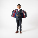 Eton - Childrens Navy Blue Tweed Check Three Piece Suit