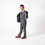 Scott - Childrens Grey Check Three Piece Suit