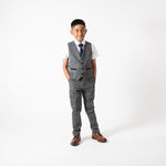 Scott - Childrens Grey Check Three Piece Suit