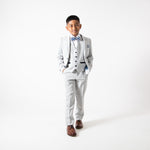 Bromley - Childrens Stone Check Three Piece Suit