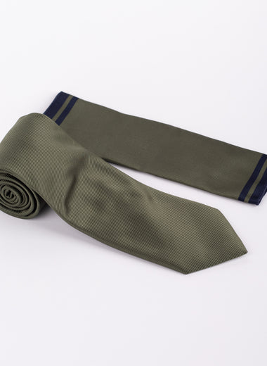 Diagonal Striped Tie & Pocket Square Set in Khaki