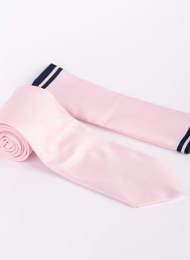 Textured Tie & Pocket Square Set in Light Pink