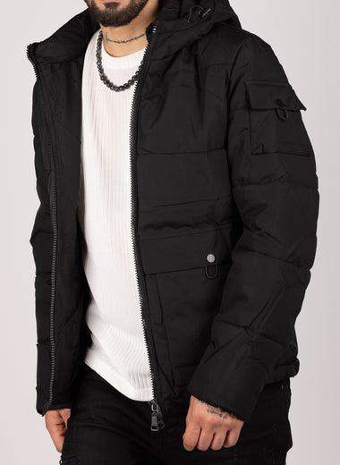 Hooded Puffer Jacket Black