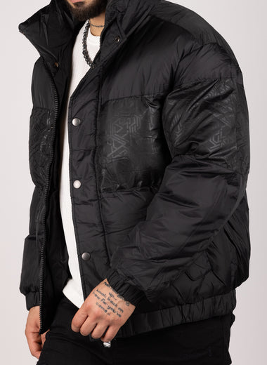 Colour Block Puffer Jacket Black