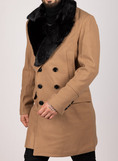 Double Breasted Overcoat with Removeable Fur Collar