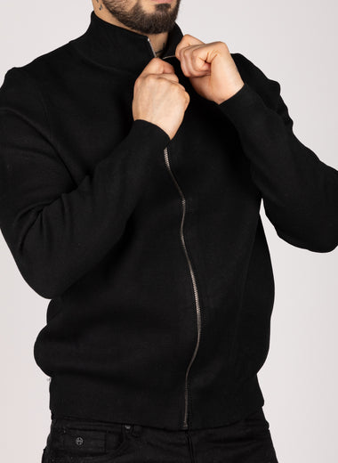 Casual Zip Up Sweater Black