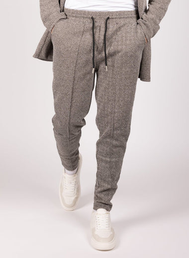 Herringbone Casual Trousers Grey