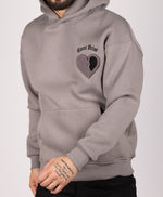 Embroidered Brocken Heart Hoodie Grey