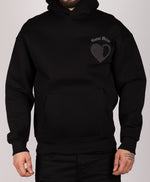 Embroidered Brocken Heart Hoodie Black