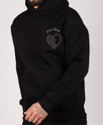 Embroidered Brocken Heart Hoodie Black