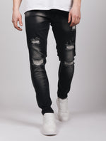 Black 2Y Washed Multi Rip Jeans