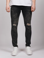 Black 2Y Acid Washed Ripped Jeans