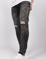 Black 2Y Acid Washed Ripped Jeans