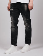 ORO Washed Paint Splatter Jeans Black