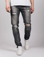 Grey Ripped Stone Washed Jeans