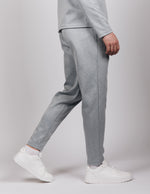 Blue Herringbone Casual Trousers