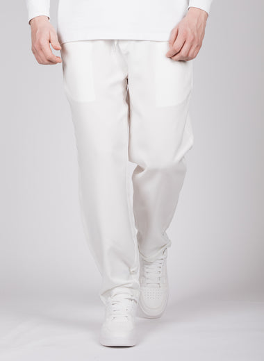 White Drawstring Casual Trousers