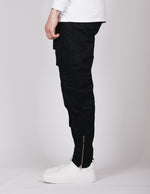 Black Button Detail Cargo Joggers