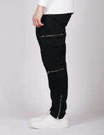 Black Multi Zip Cargo Joggers