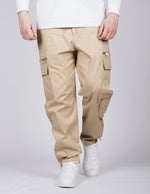 Beige Multi Zip Cargo Joggers