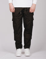Brown Button Detail Cargo Joggers