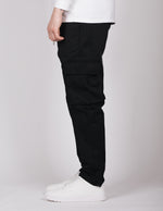 Black Cargo Joggers With Button Cuffs