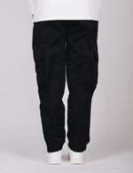 Black Cargo Joggers With Button Cuffs
