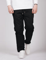 Black Cargo Joggers With Button Cuffs