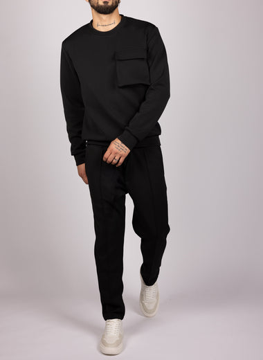 Utility Pocket Sweater & Joggers Set in Black