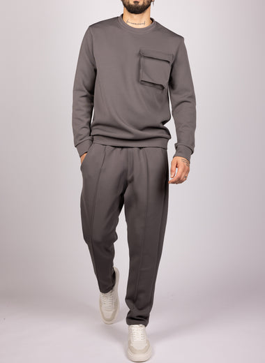 Utility Pocket Sweater & Joggers Set in Grey