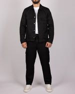 Linen-Blend Overshirt & Trousers Set Black