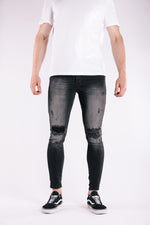 Grey Contrast Rip & Repair Jeans