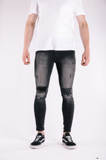 Grey Contrast Rip & Repair Jeans