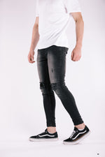 Grey Contrast Rip & Repair Jeans