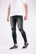 Grey Contrast Rip & Repair Jeans