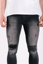 Grey Contrast Rip & Repair Jeans